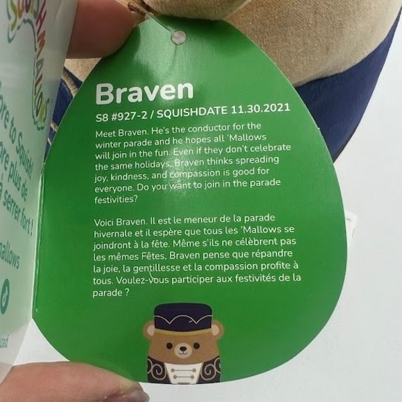 Squishmallows Braven Nutcracker Bear Plush Toy 8 Inch New - Picture 5 of 5